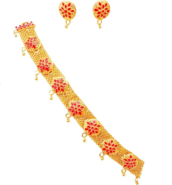 Assamese_Traditional_Pink_Colour_Golpata_Jewellery_Set_For_Women